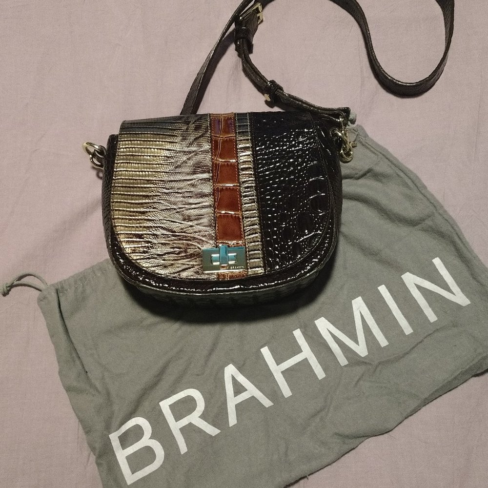Brahmin Sonny Satchel Crossbody Ostrich Bag New
